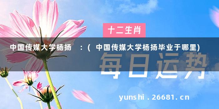 中国传媒大学杨扬 :(中国传媒大学杨扬毕业于哪里)